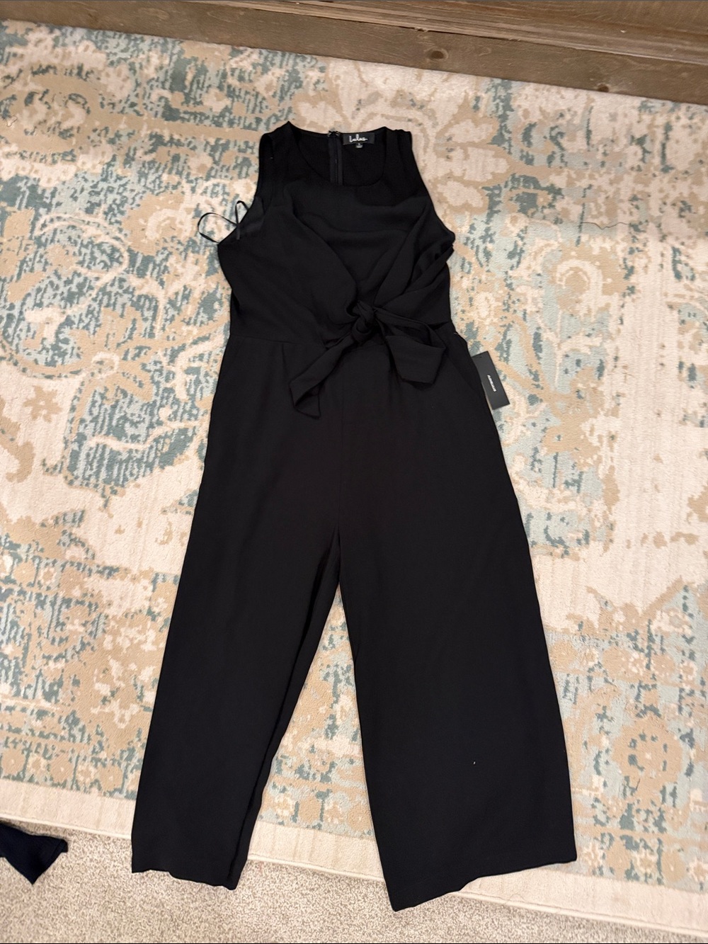 Lulu's Sleek Black Sleeveless Tie-Waist Jumpsuit